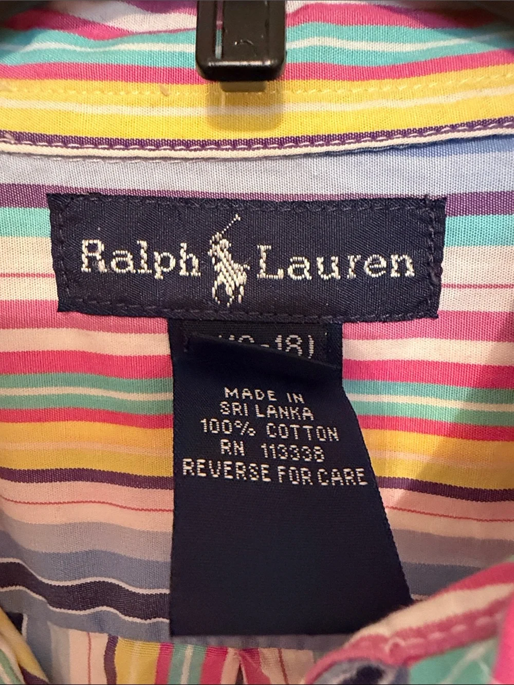 Ralph Lauren Boys L 16-18 Multi Color Pastel Stripe Long Sleeve Shirt Cotton